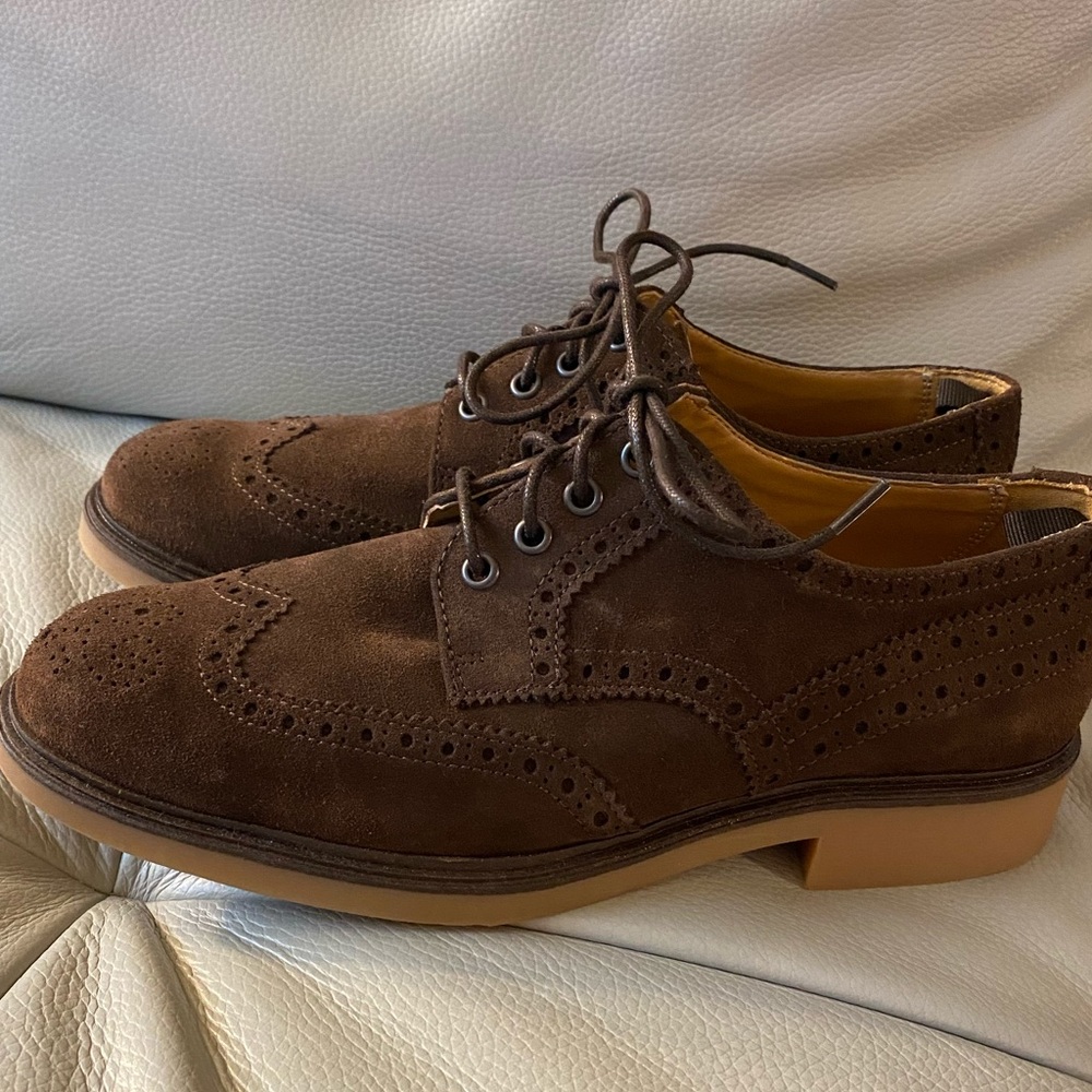 ZARA BROGUED BROWN SHOES
